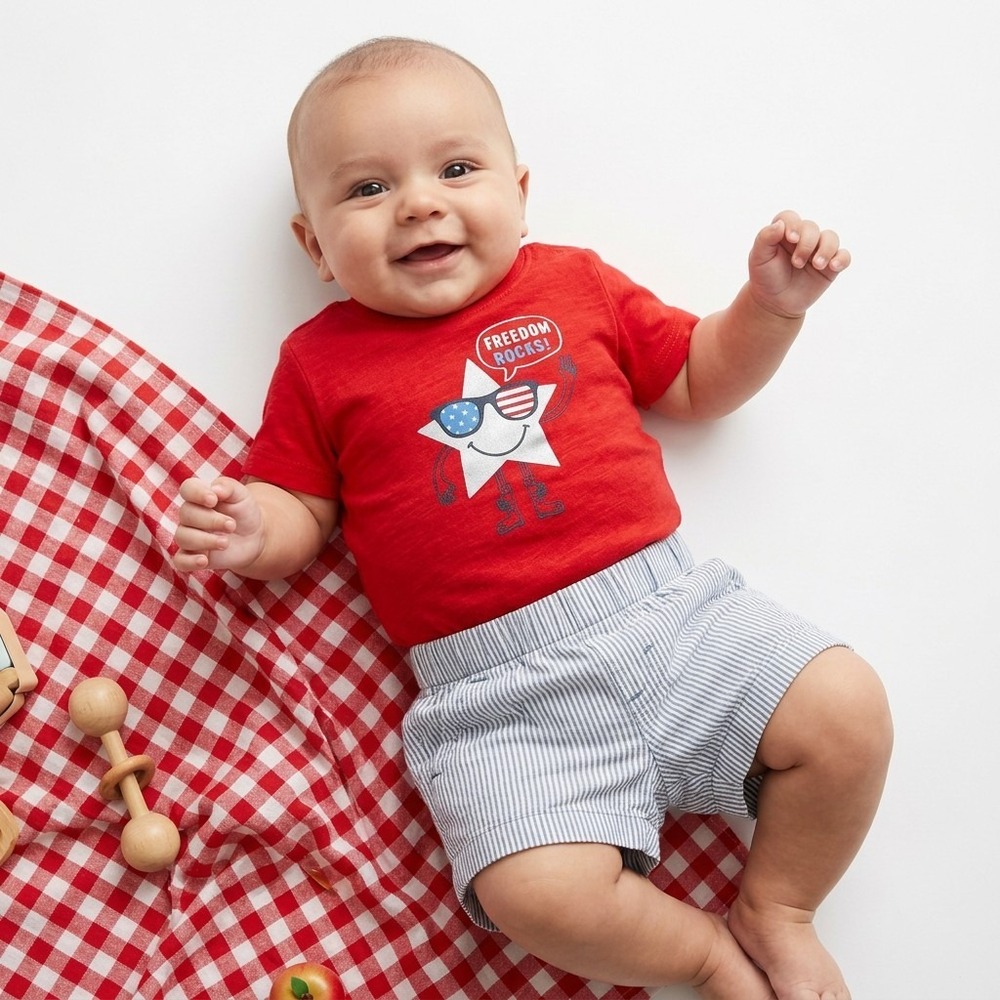 Carter's Baby Freedom Rocks Short Set, Red White Blue, 100% Cotton, Size 3M